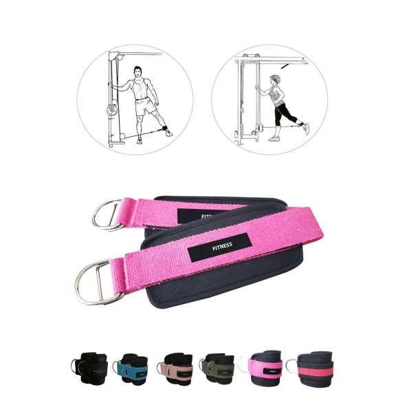 Spor Byfit Ayak Bilek Kayışı D-Ring Fitness Ağırlık Çekiş Aparatı - FUŞYA - 2