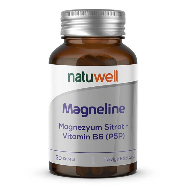 Natuwell Magneline Magnezyum Sitrat P5P Vitamin B6 30 Kapsül