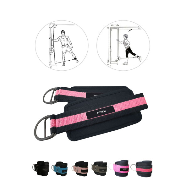 Spor Byfit Ayak Bilek Kayışı D-Ring Fitness Ağırlık Çekiş Aparatı - KIRMIZI - SİYAH - 2
