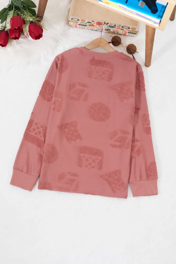 Bordo Nakış Desenli Erkek Çocuk Sweatshirt 17342 - 5