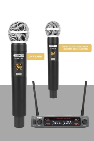 Lastvoice Lv-502EE UHF Dijital 2x30 Kanal Çiftli EL Telsiz Kablosuz Mikrofon - 2