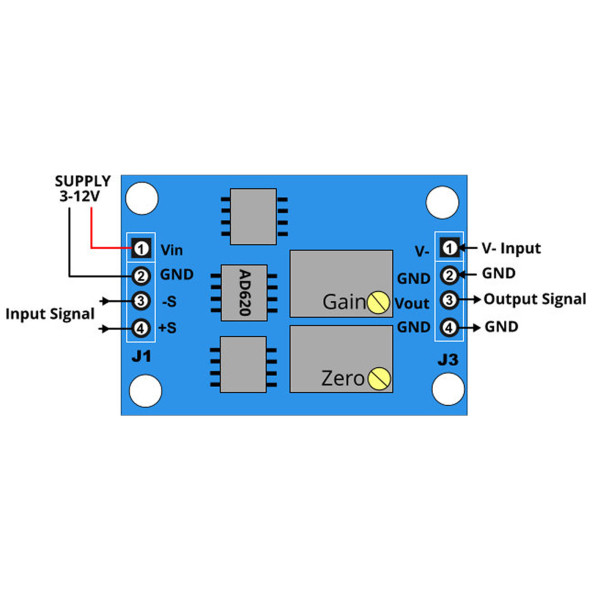 Ad620 Micro Voltaj Sinyal Kuvvetlenirici Modül DC 12V Mikro Küçük Gerilim Ölçme Kartı Enstrümantasyo - 6