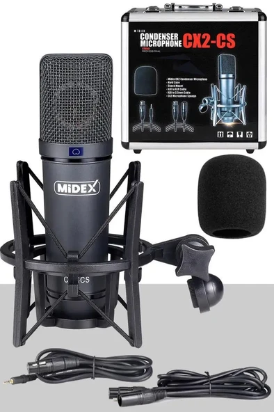 Midex CX2 White Power Paket-6 Stüdyo Mikrofon Şarjlı Ses Kartı Kulaklık Stand (Kayıt ve Canlı Yayın) - 2