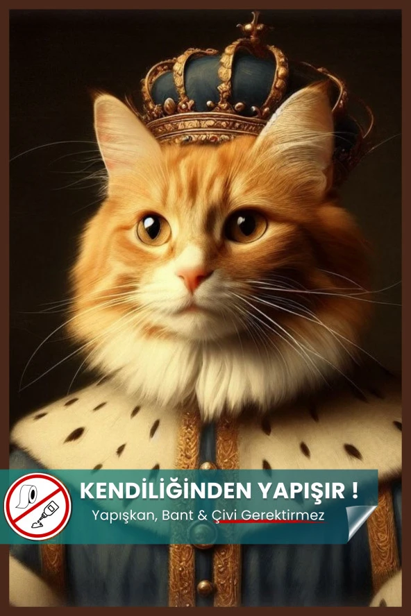 Kral Kedi Posteri, Kral Kedi Posteri, Yüksek Çözünürlüklü Akıllı Kağıt Poster, Yapay Zeka Tasarım