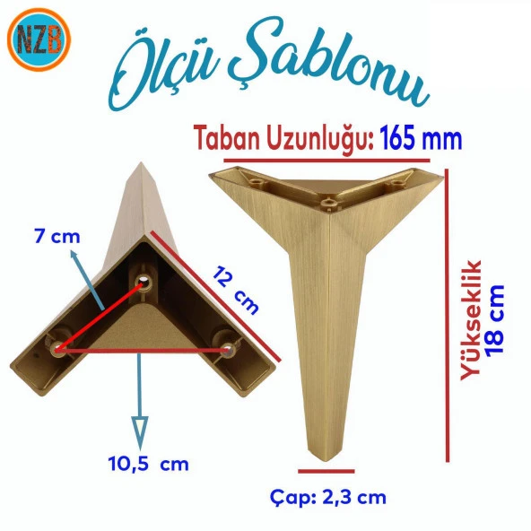 Mobilya Kanepe Sehpa TV Ünitesi Baza Koltuk Ayağı Çekyat Sarı Gold Altın Eskitme 18 cm Ayak - Resim 2