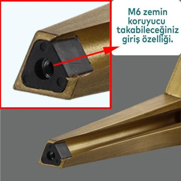 Mobilya Kanepe Sehpa TV Ünitesi Baza Koltuk Ayağı Çekyat Sarı Gold Altın Eskitme 18 cm Ayak - Resim 3