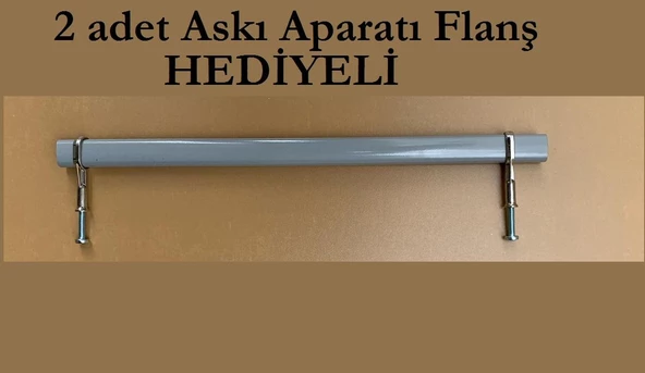 Dolap Askı Borusu Gri+2 Flanş Tüm Ölçüler Tüm Markalara Uyumlu - 6