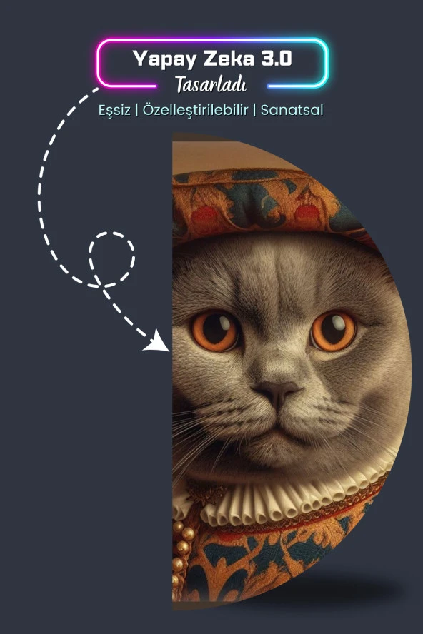 Scottish Fold Kedi Posteri, Scottish Kedi Posteri, Akıllı Kağıt Premium Poster, Yapay Zeka Tasarım