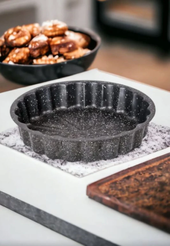 Şeker Portakalım Granit Turta Kek Parfe Tatlı Kalıbı Kalp Desenli Fırın Kek Pişirme Kalıbı28 Cm