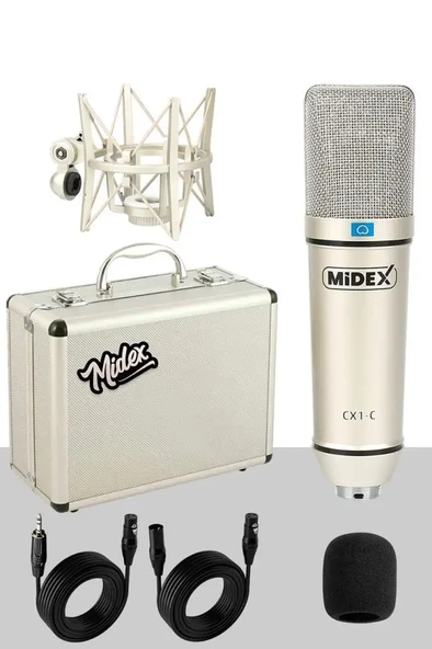 Midex CX1 Persuasive Paket-5 Stüdyo Mikrofon Ses Kartı Kulaklık Stand (Kayıt ve Canlı Yayın) - 2
