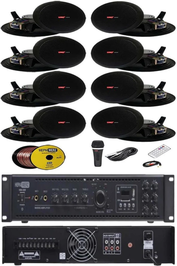 Lastvoice Black Maxx Paket-4 Tavan Hoparlörü ve 6 Bölgeli Anfi Ses Sistemi Paketi (Full Set)