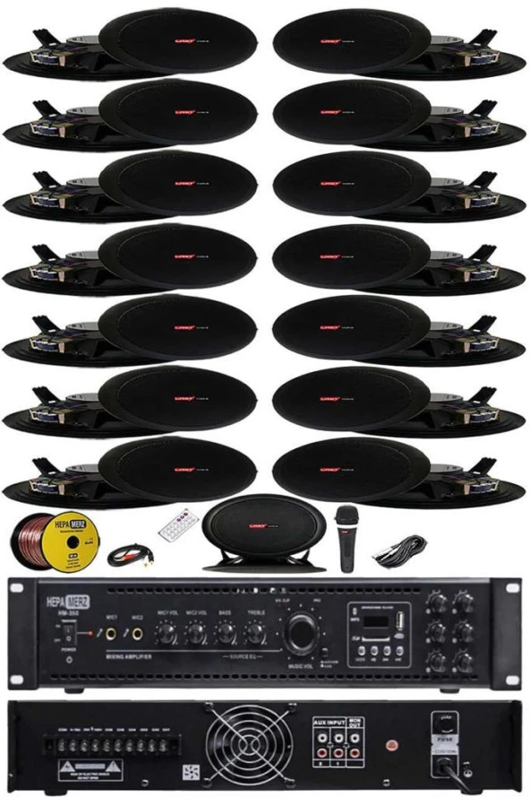 Lastvoice Black Maxx Paket-7 Tavan Hoparlörü ve 6 Bölgeli Anfi Ses Sistemi Paketi (Full Set)