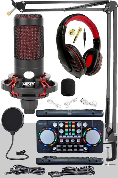 Midex CXN-30 Persuasive Paket-3 Stüdyo Mikrofon Ses Kartı Kulaklık Stand (Kayıt ve Canlı Yayın) ürün görseli 1