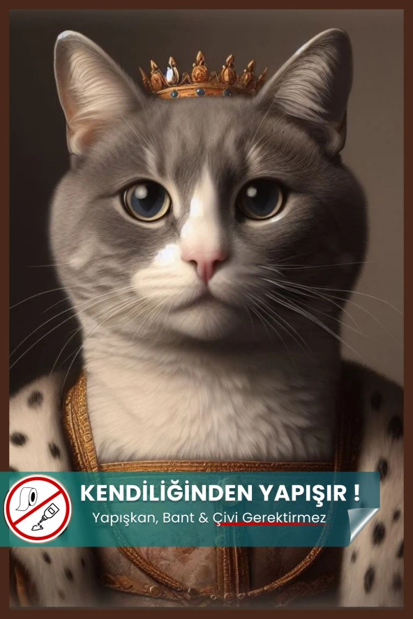 Lady Smoke Kedi Poster, Yüksek Çözünürlüklü Baskı Poster, Gri Kedi, Akıllı Kağıt, Yapay Zeka Tasarım