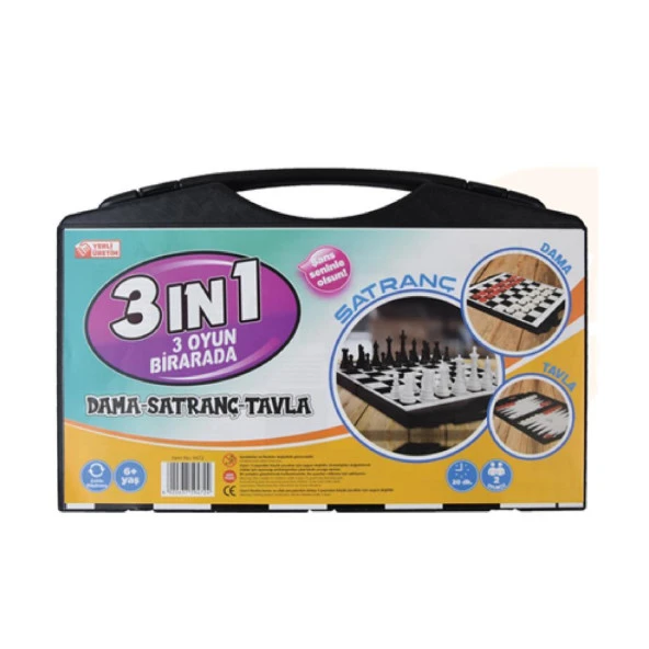 3lü Oyun Seti (Dama, Tavla, Satranç) Taşımalı - 6