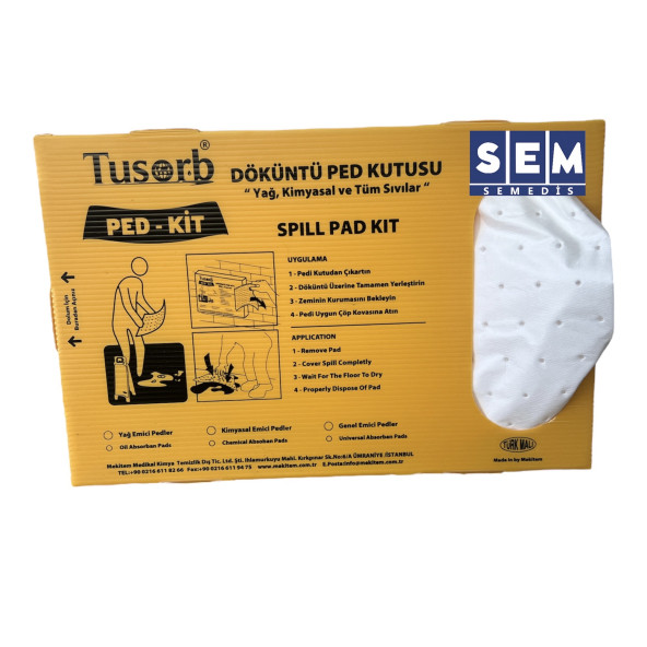 Semedis Döküntü Ped Kutusu Ped-Kit (Yağ emici) 20'li kutu 40x25 cm - 2