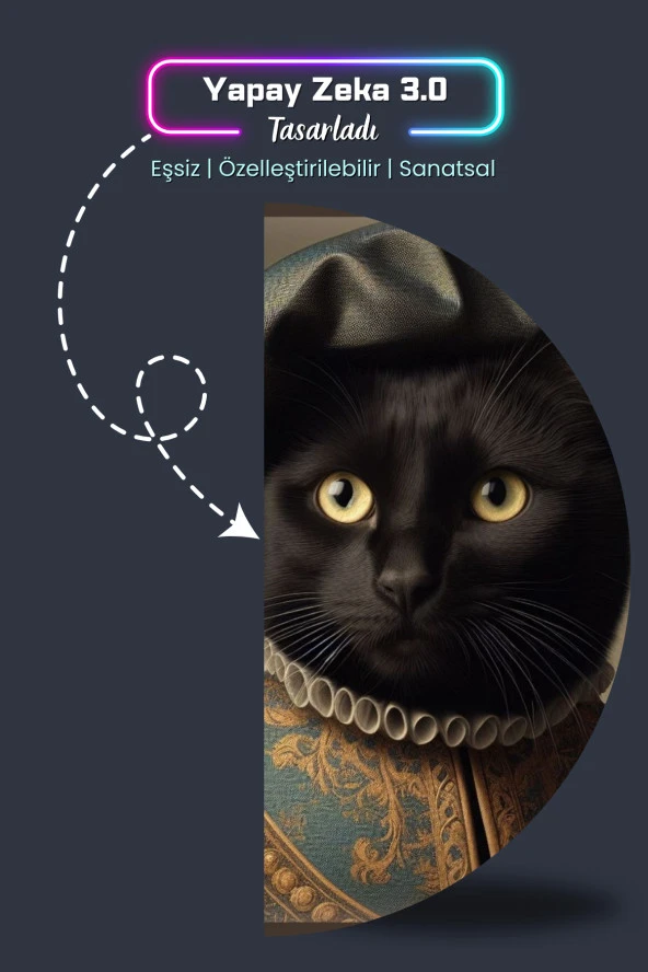 Soylu Kara Kedi Poster, Premium Baskı Poster, Siyah Kedi, Statik Akıllı Kağıt (Yapay Zeka Tasarım) - Resim 5