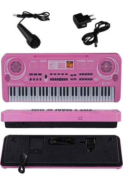 Rennes NR-61PK Çocuklar İçin Pilli Mikrofonlu 61 Tuşlu Eğitici Org (3-12 Yaş) - Resim 1