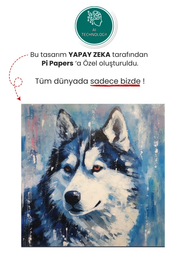 Sibirya Kurdu Portresi - Yüksek Çözünürlük Yapışkansız Tutunan Akıllı Kağıt Yağlı Boya Poster - Resim 2