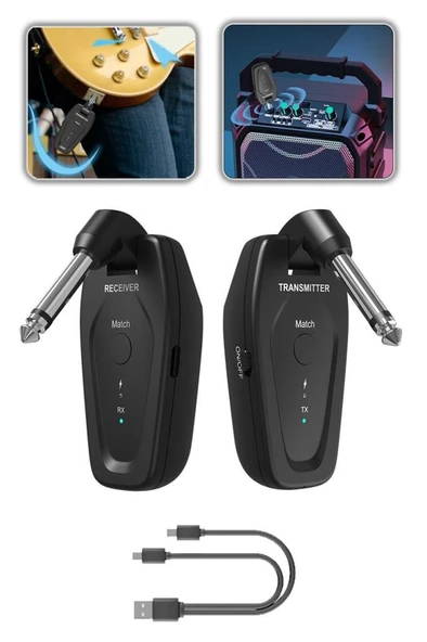 Midex EMX-112 Kablosuz Enstrüman Mikrofonu 6.35mm Alıcı ve Verici Wirelles Mikrofon ürün görseli 1