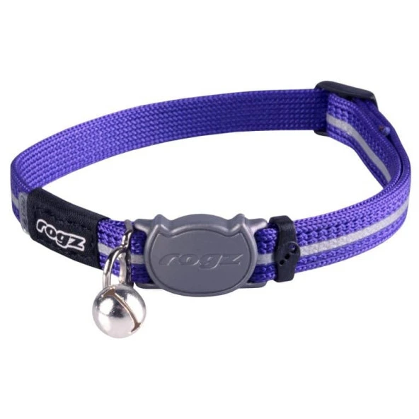 Rogz Catz AlleyCat Halsband S Paars SmallMet Safeloc