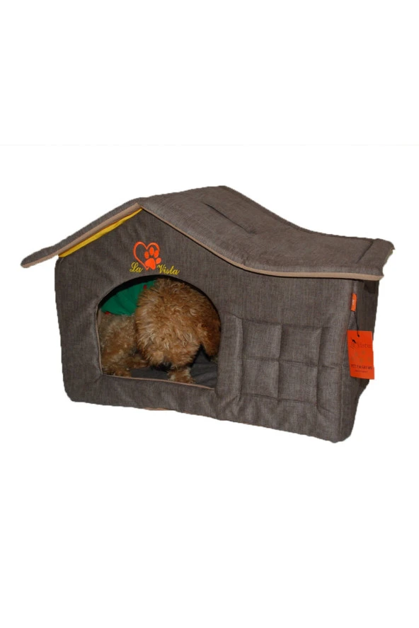 Pet Çatılı Iç Mekan Kedi&köpek Evi Bej ürün görseli