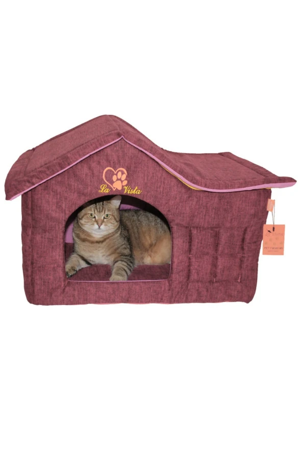Pet Çatılı Iç Mekan Kedi&köpek Evi Pembe ürün görseli