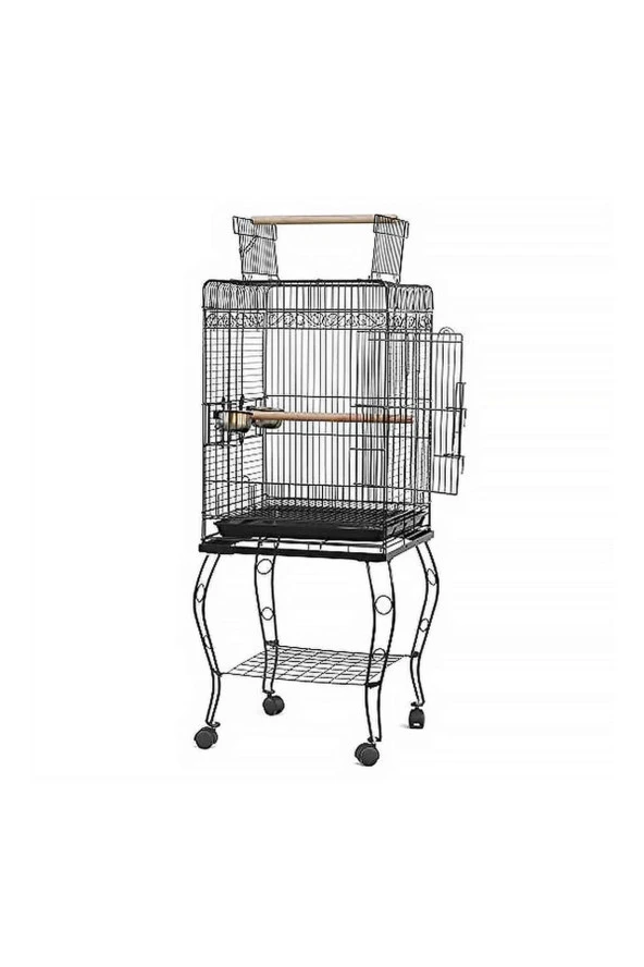 Qh Pet Papağan Kafesi Açılır Çatılı Siyah 51x51x129 159079