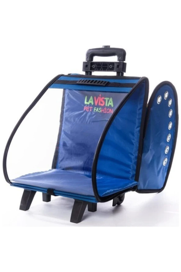 Volmin Petshop Çekçekli Kedi Köpek Valizi Mavi - Resim 4