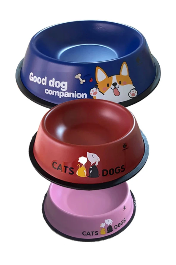 Renkli Metal Mama Kabı 22 cm Kedi Köpek Mama Su Kabı