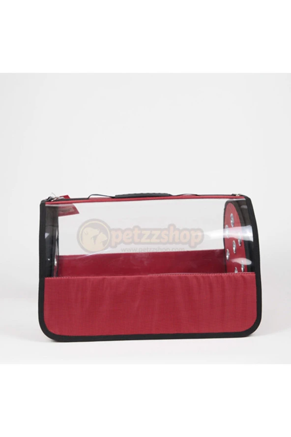 Şeffaf Flybag Pet Taşıma Çantası Kırmızı 26x43x27h Cm