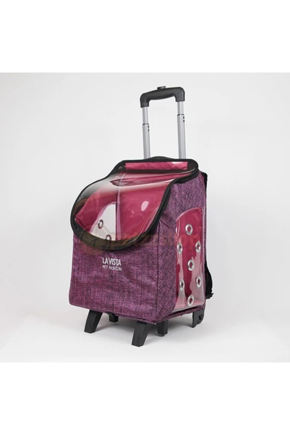Valiz Pet Taşıma Çantası Pembe 32x26x42h cm - 2