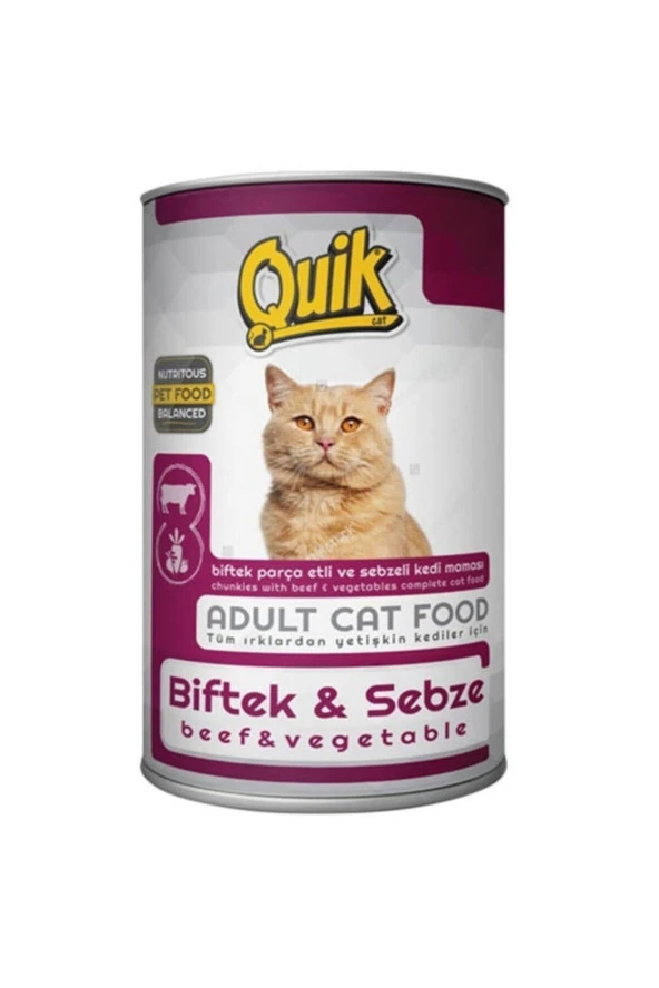 Quik Kedi 415 Gr Biftek-sebze Kons.