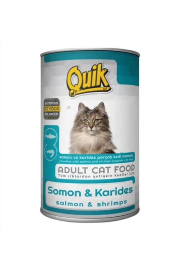 Quik Somon Ve Karidesli Yetişkin Kedi Konserve Maması (415 GR)