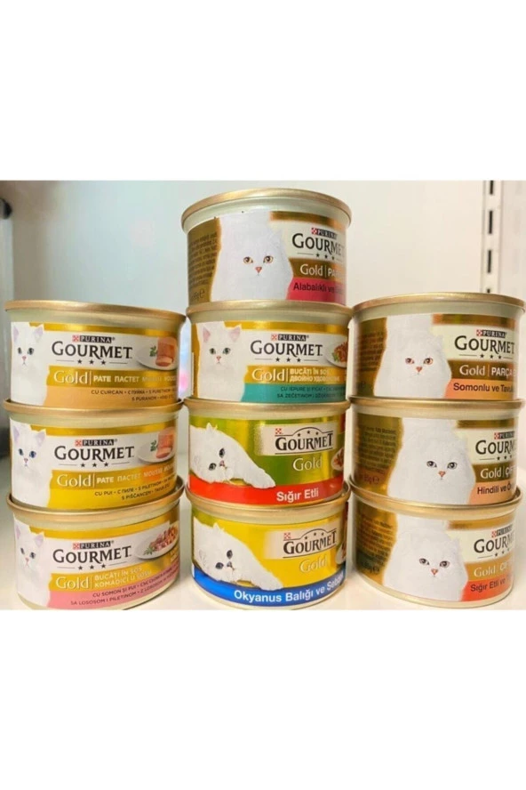 Gold Purına Gourmet Kedi Konserve Mamaları 85grx10