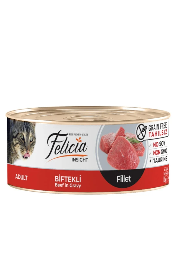 Felicia Tahılsız 85 Gr Biftekli Fileto Yaş. Kedi Maması