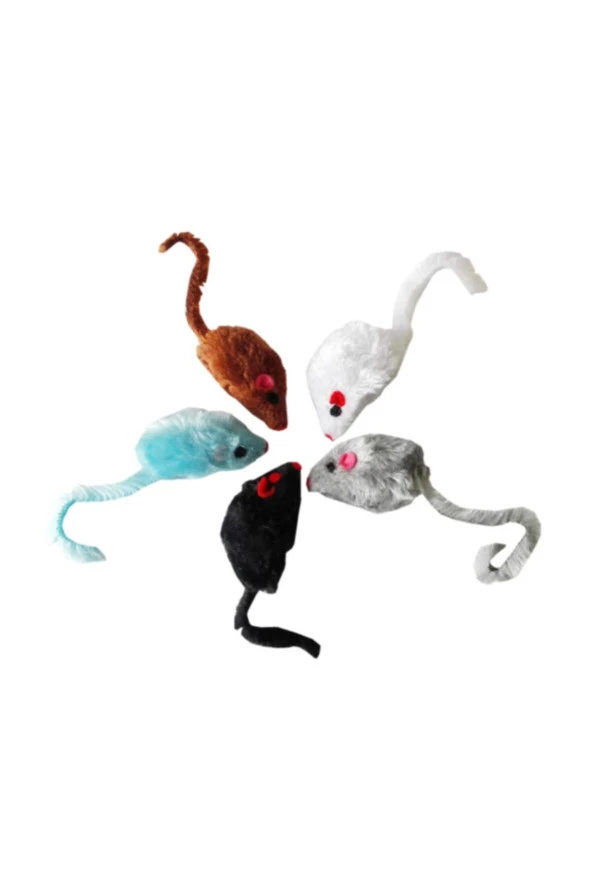 Renkli Kedi Oyuncak Tüylü Peluş Fare 3X5X10 Cm