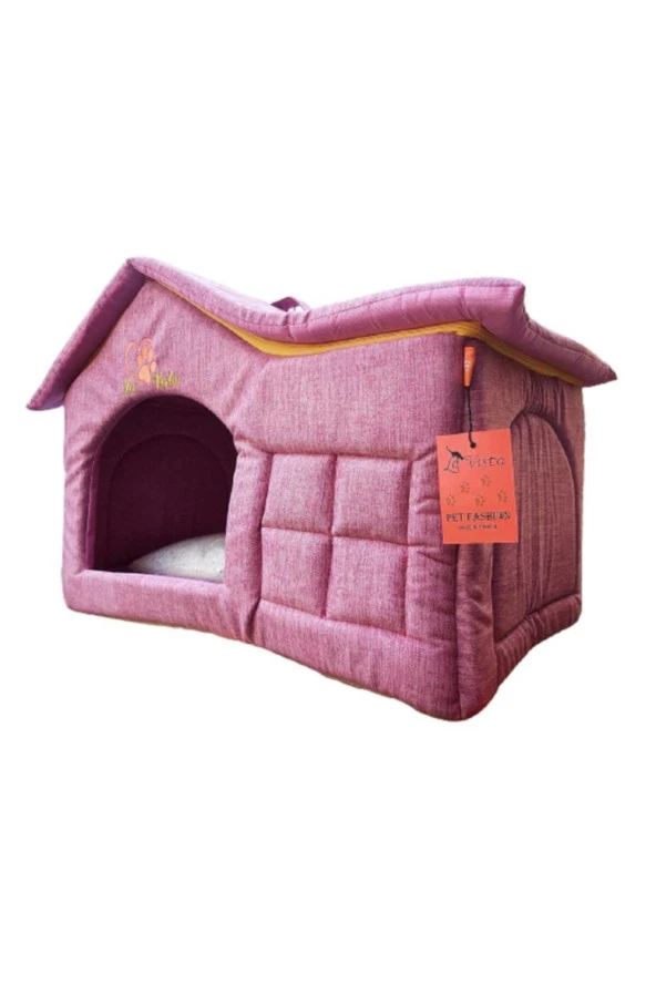 La Vista Iç Mekan Kedi Ve Köpek Çatılı Ev Pembe 56-36-45cm