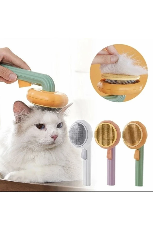 Kabak Tasarım Tuşlu Otomatik Temizlenen Kedi Köpek Tüy Toplayıcı Tarak - 3