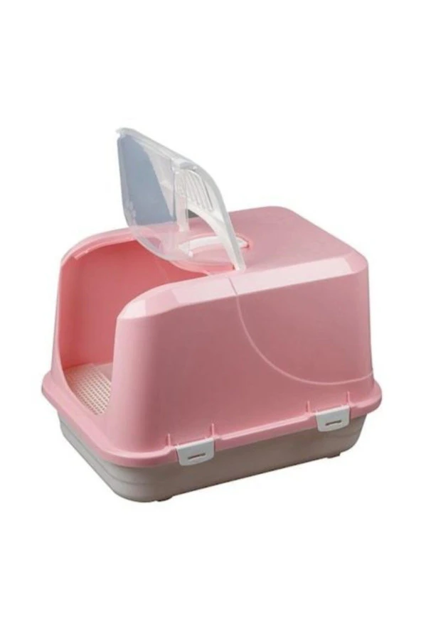 Xxl Büyük Boy Kapalı Kedi Tuvaleti Pembe ürün görseli