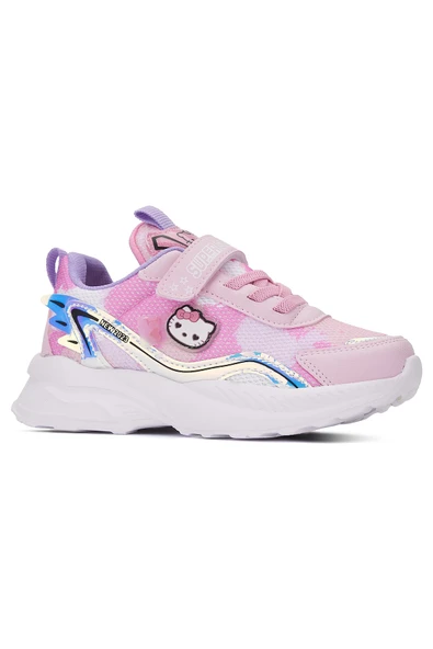 Günlük Kız Çocuk Sneaker Lastik Bağcıklı Hologram Cırtlı Hello Kitty Nefes Alabilen Ayakkabı 2014 - 4