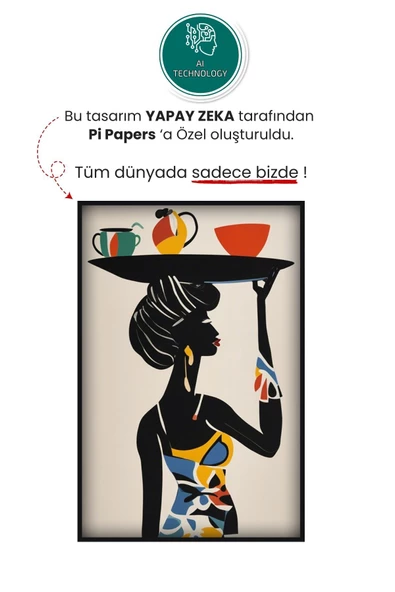 Afrikan Siyahi Kadın Portresi - Bohem Matisse Tarzı Yüksek Çözünürlüklü Duvar Poster - Resim 3