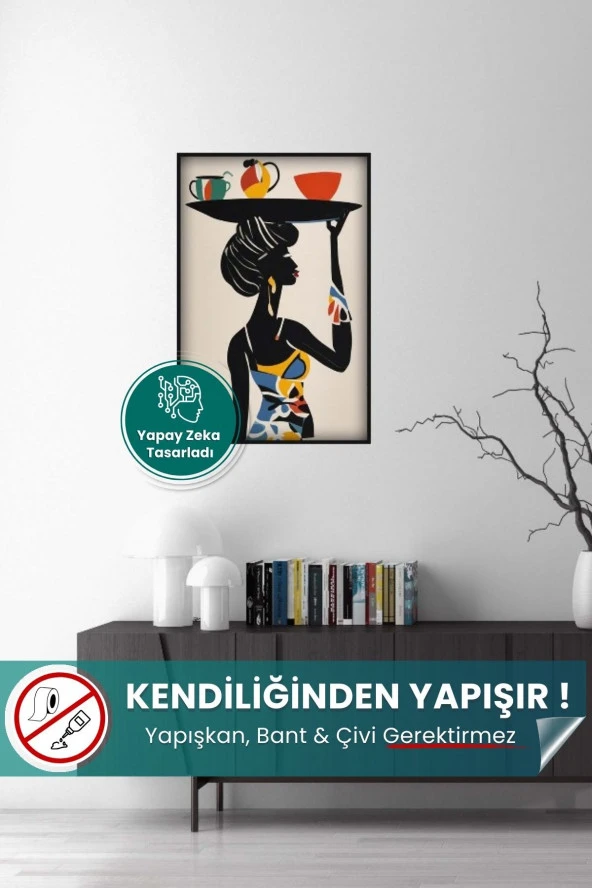 Afrikan Siyahi Kadın Portresi - Bohem Matisse Tarzı Yüksek Çözünürlüklü Duvar Poster