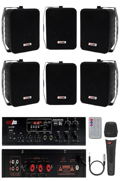 Lastvoice Black Soft Paket-4 Hoparlör Anfi Mikrofon Mağaza Ses Sistemi ürün görseli