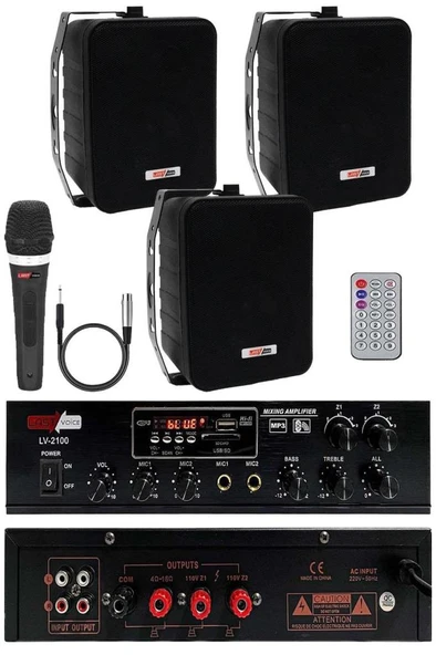 Lastvoice Black Soft Paket-2 Hoparlör Anfi Mikrofon Mağaza Ses Sistemi Seti ürün görseli