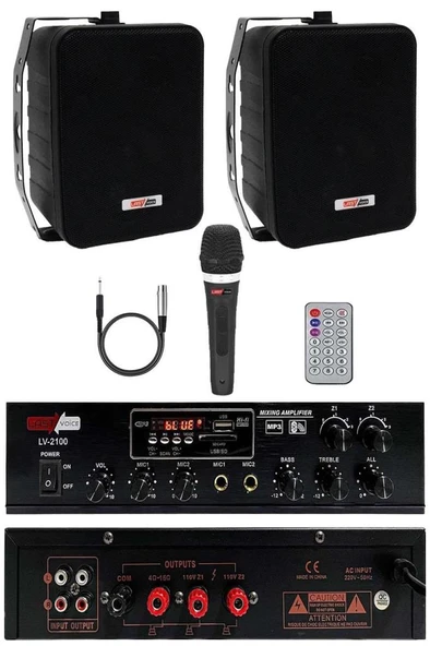 Lastvoice Black Soft Paket-1 Hoparlör Anfi Mikrofon Mağaza Ses Sistemi Seti ürün görseli