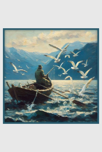 Balıkçı Posteri - Yapışkansız Statik Tutunan Akıllı Kağıt Poster, Premium Baskı - Resim 4