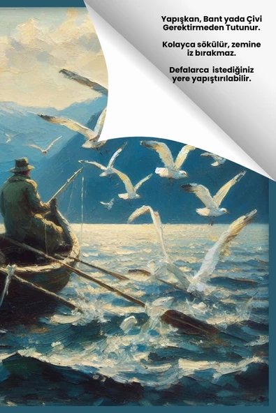 Balıkçı Posteri - Yapışkansız Statik Tutunan Akıllı Kağıt Poster, Premium Baskı - Resim 3