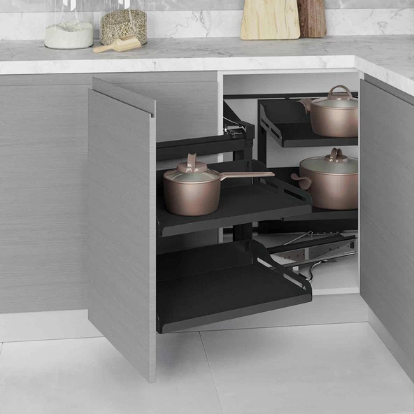 Unique Slim Kapağa Monte Körköşe Mekanizması Antrasit  S3071US Kör Sağ 50 cm.