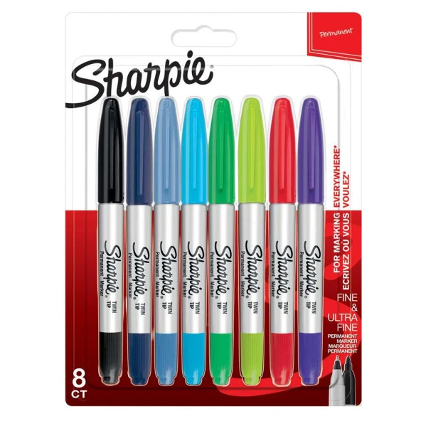 Sharpie Markör Permanent Twin Tip Karışık Renk 8 Li Paket